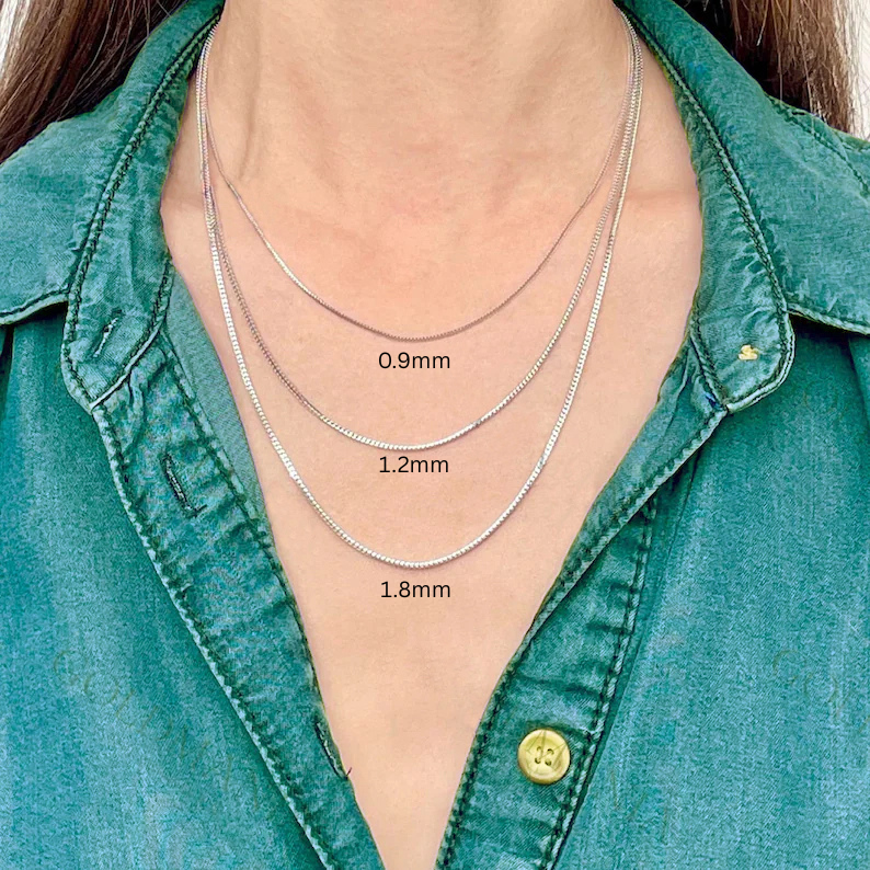 14K Solid White Gold Franco Chain Necklace, 0.9mm to 1.8mm Wide