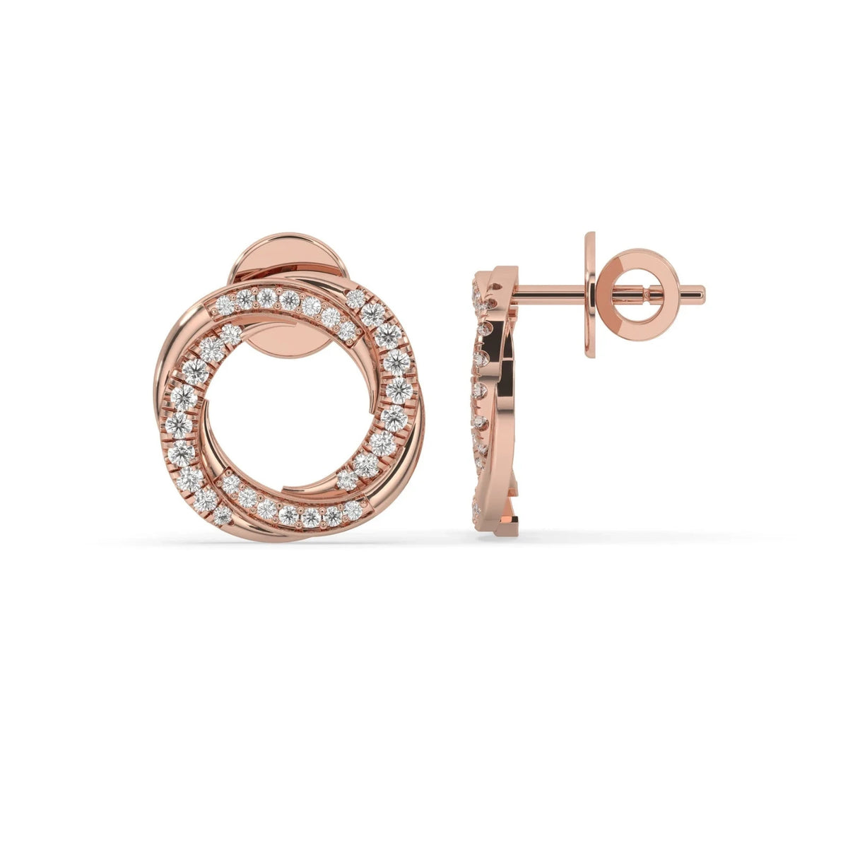2CT Lab Grown Diamond Spiral Hoop Earrings 14K White Gold Half Diamond