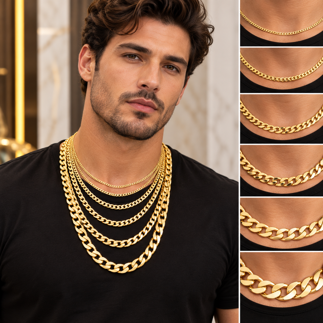 10K Solid Gold Curb Link Chain, 2.8mm - 8.2mm 10K Solid Gold Curb Link Chain, 2.8mm - 8.2mm
