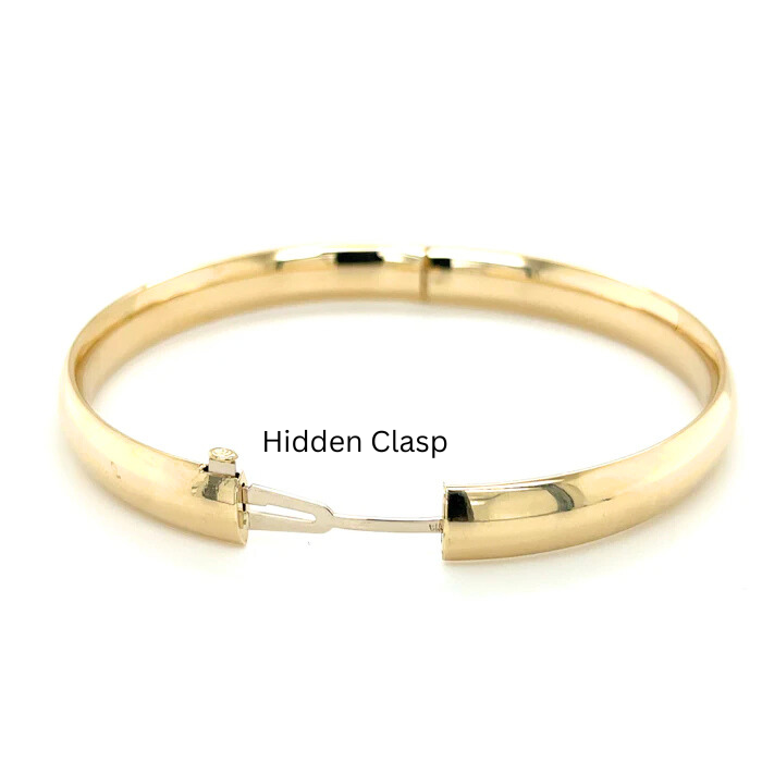 14K Yellow Gold Plain Comfort Fit Bangle Bracelet, 5mm TO 13.5mm Wide