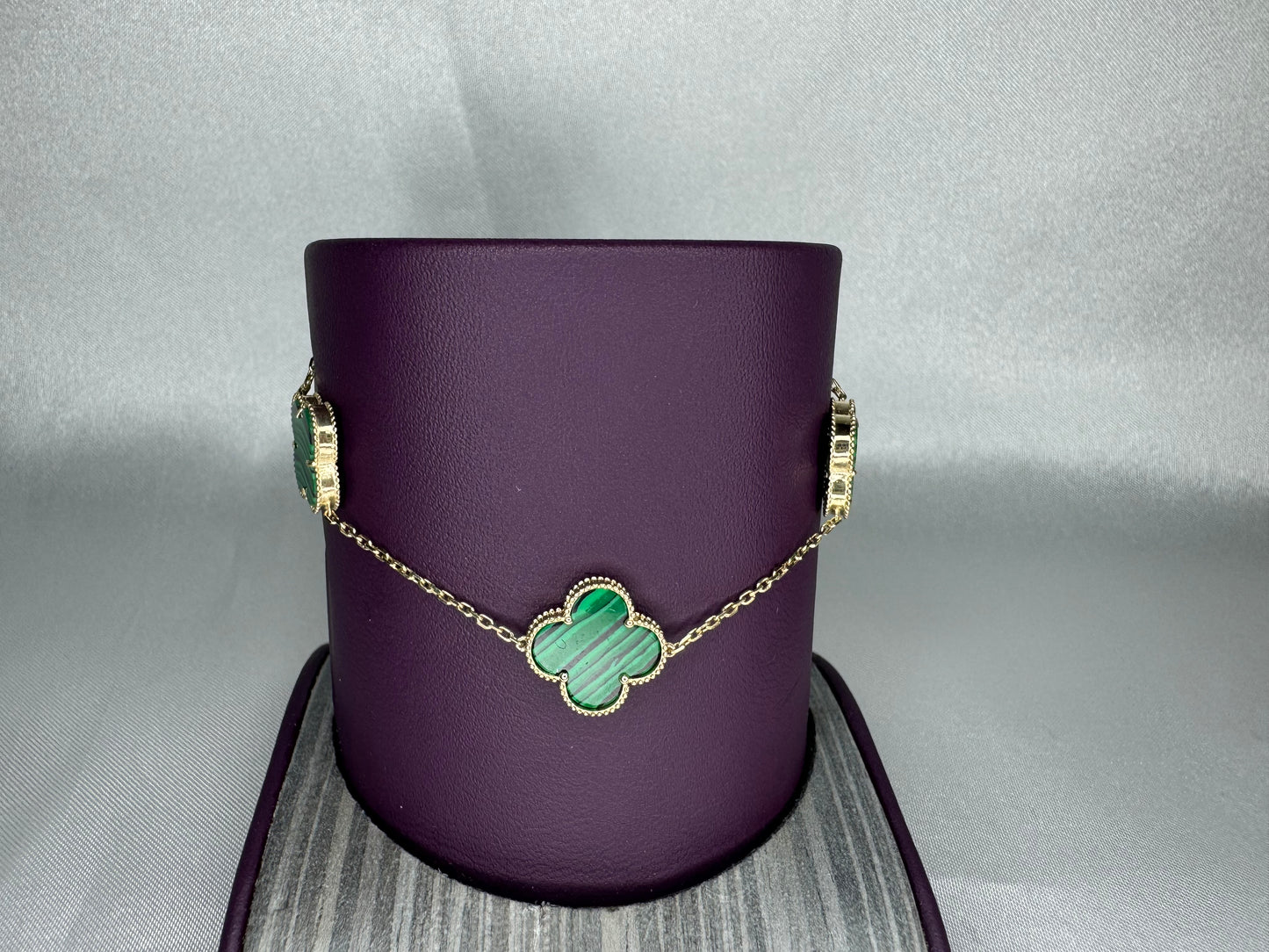 14k Gold Clover Green or Pink Bracelet