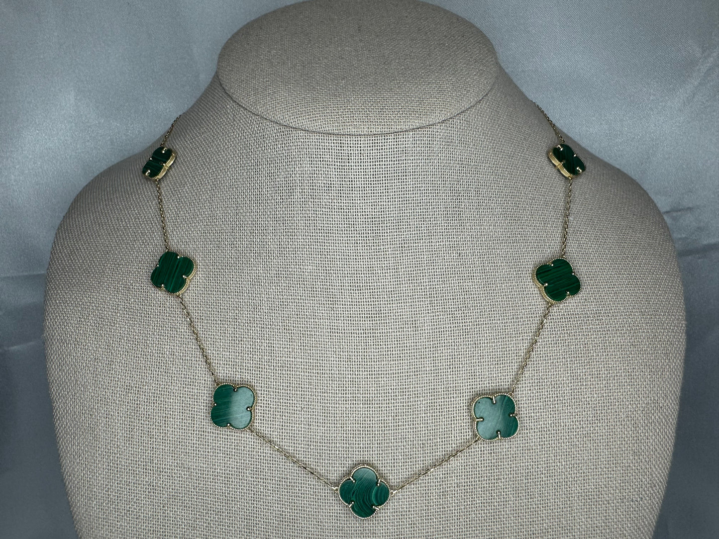 14k Gold Green Clover Necklace