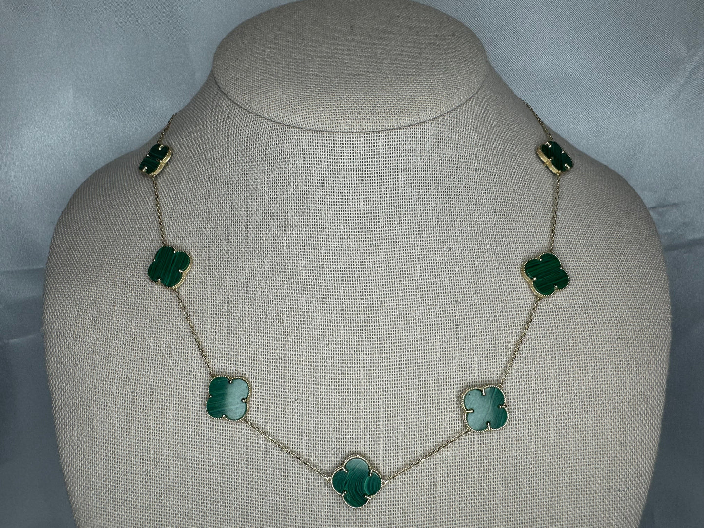 14k Gold Green Clover Necklace
