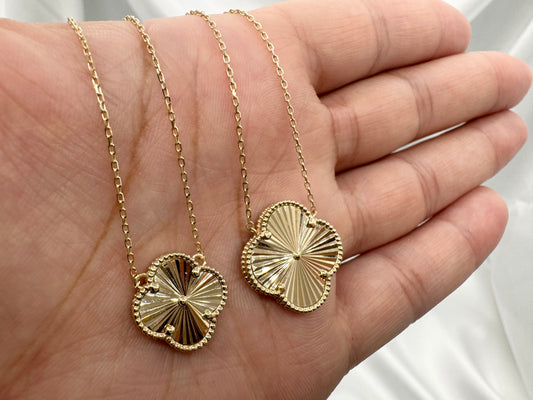 14K Yellow Gold Clover Necklace