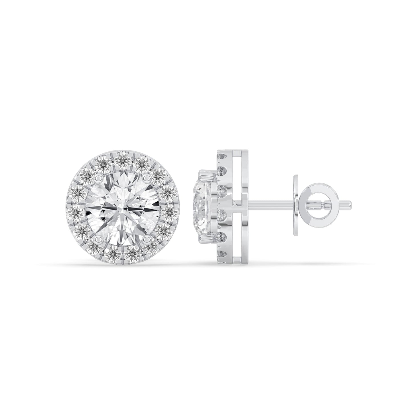 Round Halo Stud Earrings