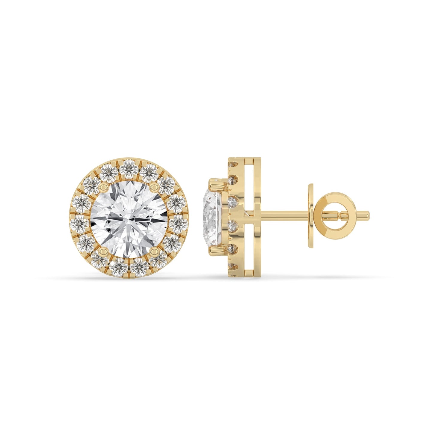 Round Halo Stud Earrings
