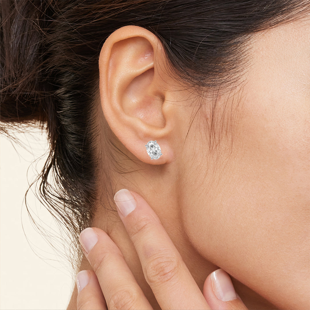 Oval Solitaire Stud Earrings