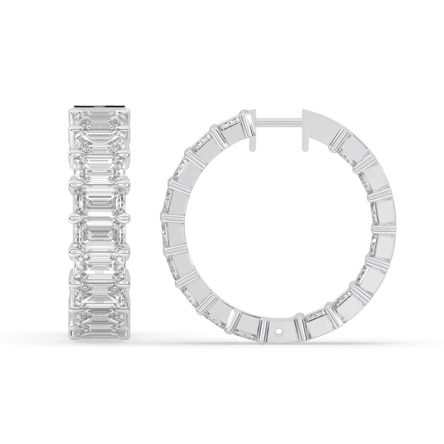Inside-Out Emerald Shape Hoop Earrings