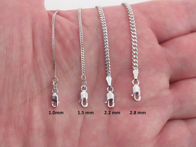 Solid 14K White Gold Gourmette Chain Necklace