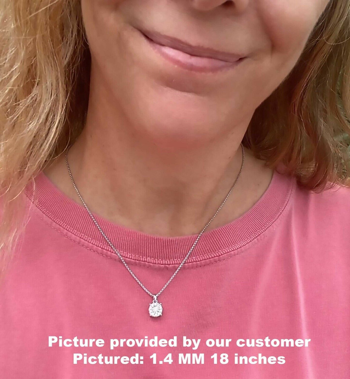 14K White Gold Round Box Chain Necklace, 1.5mm to 2.5mm Wide