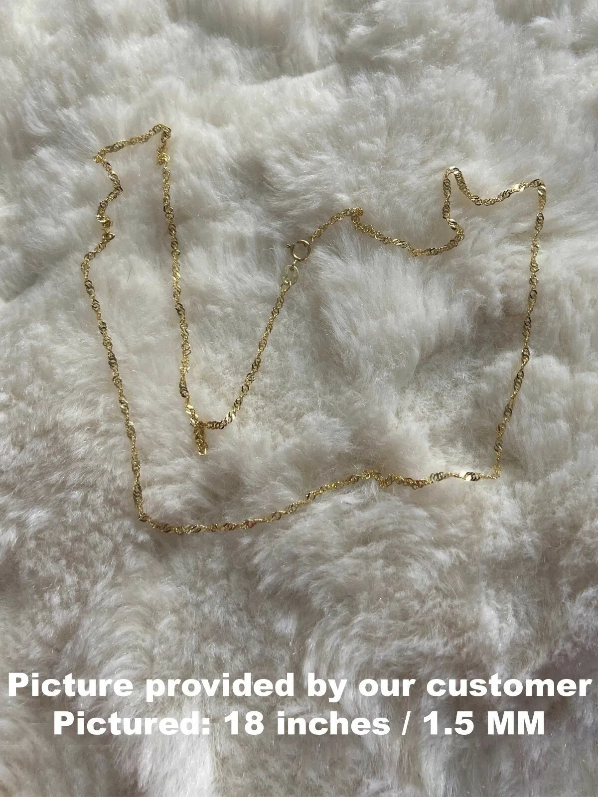 Solid 14K Yellow Gold Singapore Rope Chain Necklace, 0.6mm To 1.7mm Wide