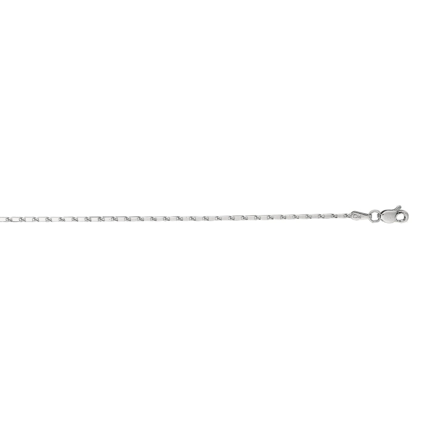 14K Solid White Gold Lumina Chain Necklace, 1.0mm Wide