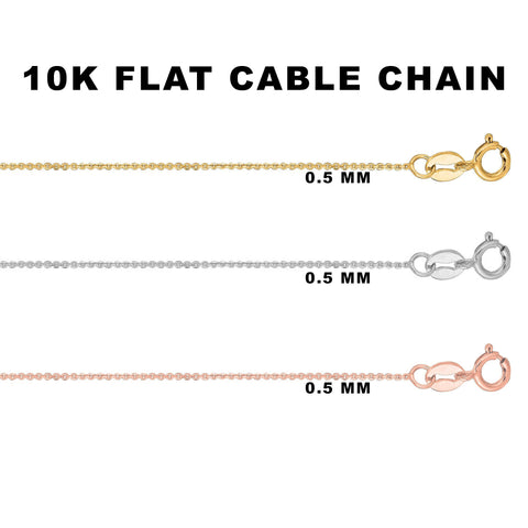 10K Solid Diamond Cut Cable Chain Necklace
