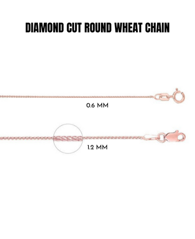 14K Solid Rose Gold Wheat Chain Necklace
