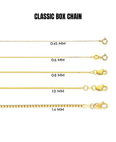 10K Solid Yellow Gold Box Chain Necklace