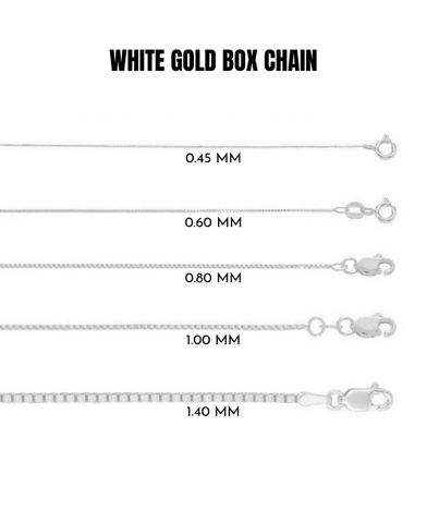 10K Solid White Gold Box Chain Necklace
