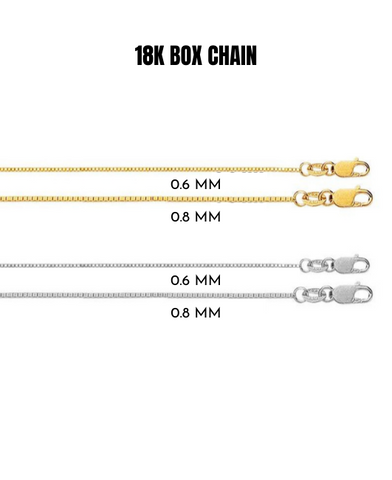 18K Solid Yellow or White Gold Box Link Chain Necklace