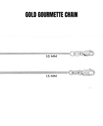 10K Solid White Gold Gourmette Chain Necklace