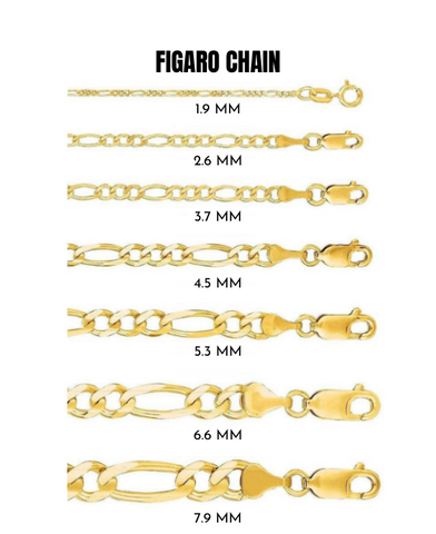10K Solid Yellow Gold Figaro Chain