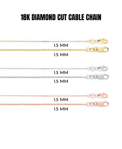 18k Solid Yellow Rose White Gold Diamond Cut Cable Link Necklace Pendant Chain
