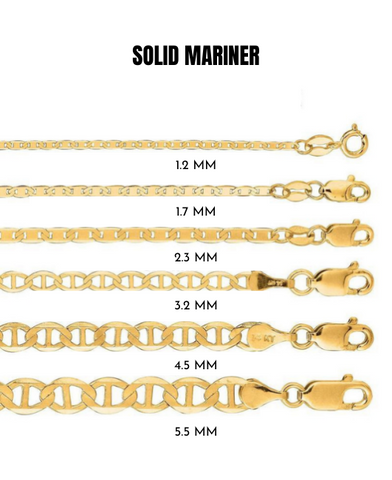 10K Solid Yellow Gold Mariner Link Chain Necklace