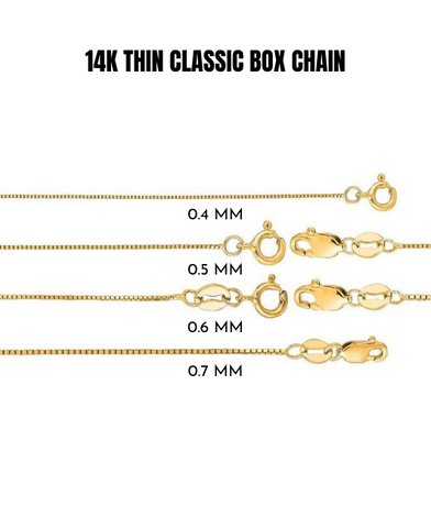 Solid 14K Yellow Gold Box Chain Necklace