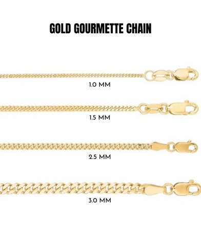 14K Solid Gold Gourmette Chain Necklace