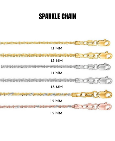 14K Solid Gold Sparkle Rope Chain Necklace
