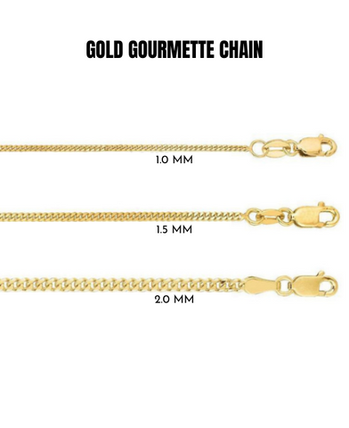 10K Solid Yellow Gold Gourmette Chain Necklace