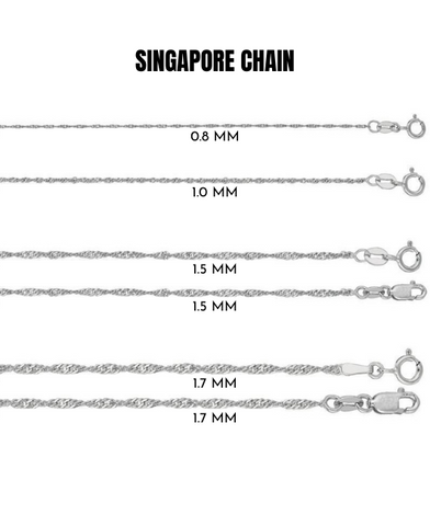 10K Solid White Gold Singapore Rope Chain Necklace