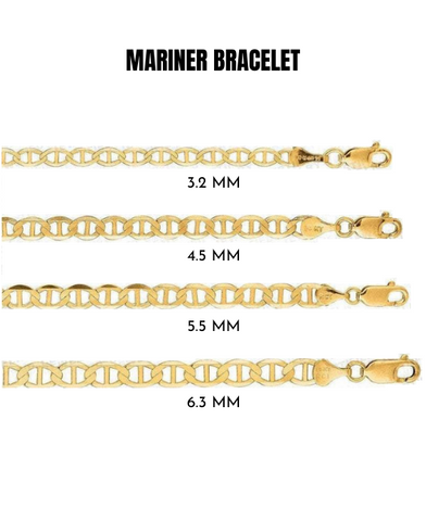 Solid 14K Yellow Gold Mariner Link Chain Bracelet