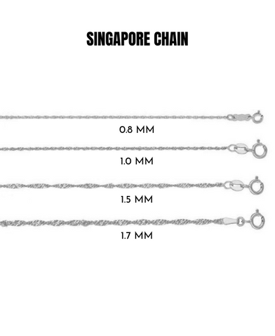 Solid 14K White Gold Singapore Rope Chain Necklace