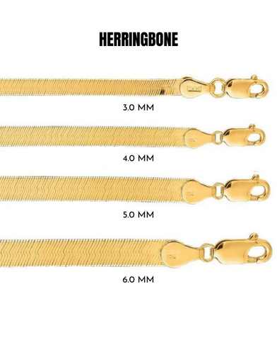 14K Solid Yellow Gold Herringbone Chain Bracelet