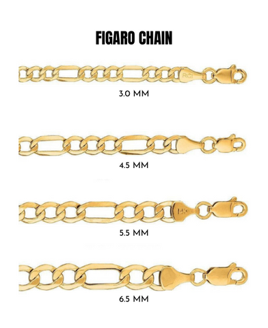 10K Solid Gold Diamond Cut Figaro with Lobster Clasp