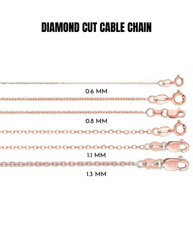 14K Solid Rose Gold Diamond Cut Cable Link Chain Necklace