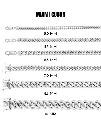 925 Silver Miami Cuban Chain, Silver Rhodium Curb Chain Necklace