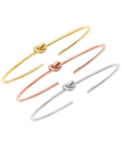 14k Yellow Gold, White Gold, and Rose Gold Polished Cuff Knot Bangle - 5.5mm Wide Bracelet