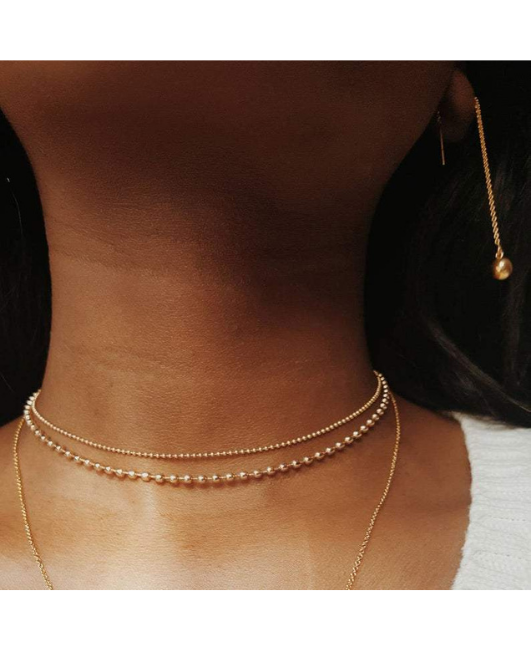 Solid 14K Gold Bead Chain Necklace 1.0mm- 2.5mm Wide