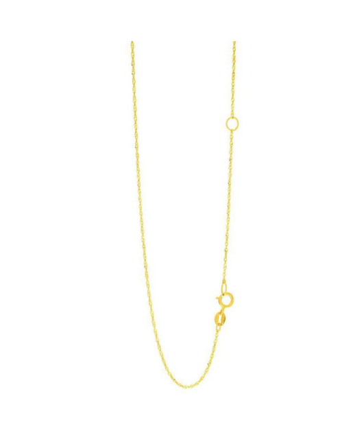 14K Solid Gold Singapore Chain Necklace, 1 MM Wide.