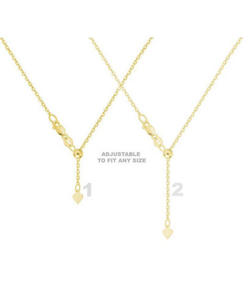 14K Solid Yellow Gold Adjustable Chain Necklace