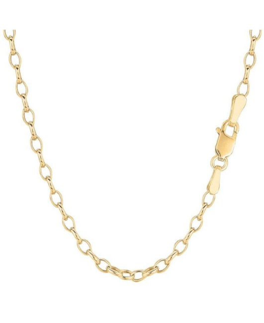14K Yellow Gold Oval Rolo Chain Necklace,  3.2MM 4.6MM Wide.