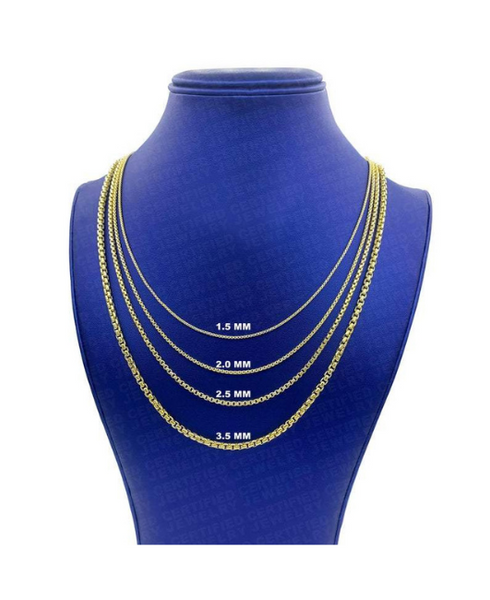 14K Yellow Gold Round Box Chain Necklace