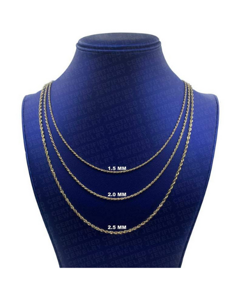 14K Yellow Gold Rope Chain Necklace
