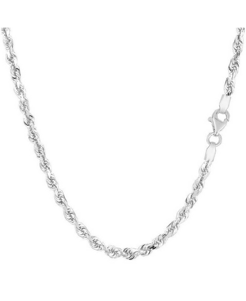 14K Solid White Gold Diamond Cut Rope Chain Necklace