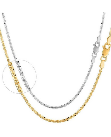 10K Yellow or White Gold 1.5mm Diamond Cut Sparkle Chain with Lobster Clasp