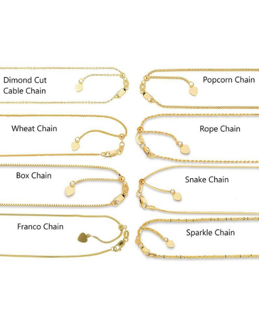 Jewelry Pendant Chain Types Jewelry Necklace Link Types