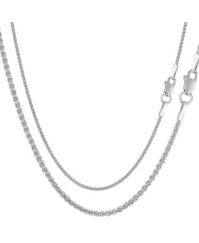 18k Solid White Gold Round Wheat Chain Necklace