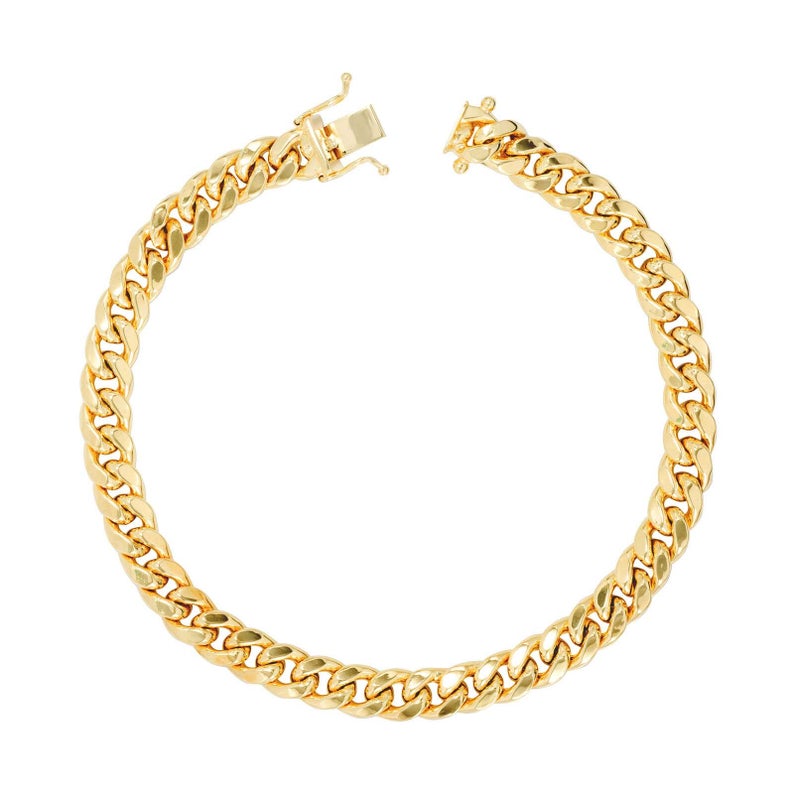 Solid 14K Yellow Gold Miami Cuban Bracelet, 5mm TO 9.25mm Wide
