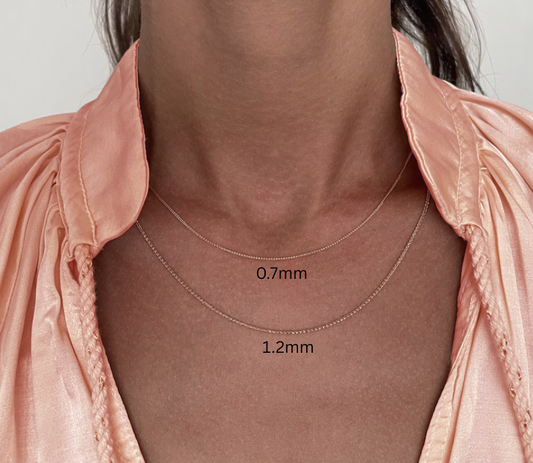 14K Solid Rose Gold Wheat Chain Necklace, 0.7mm to 1.2mm Wide