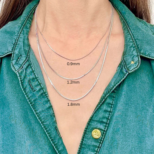 14K Solid White Gold Franco Chain Necklace, 0.9mm to 1.8mm Wide